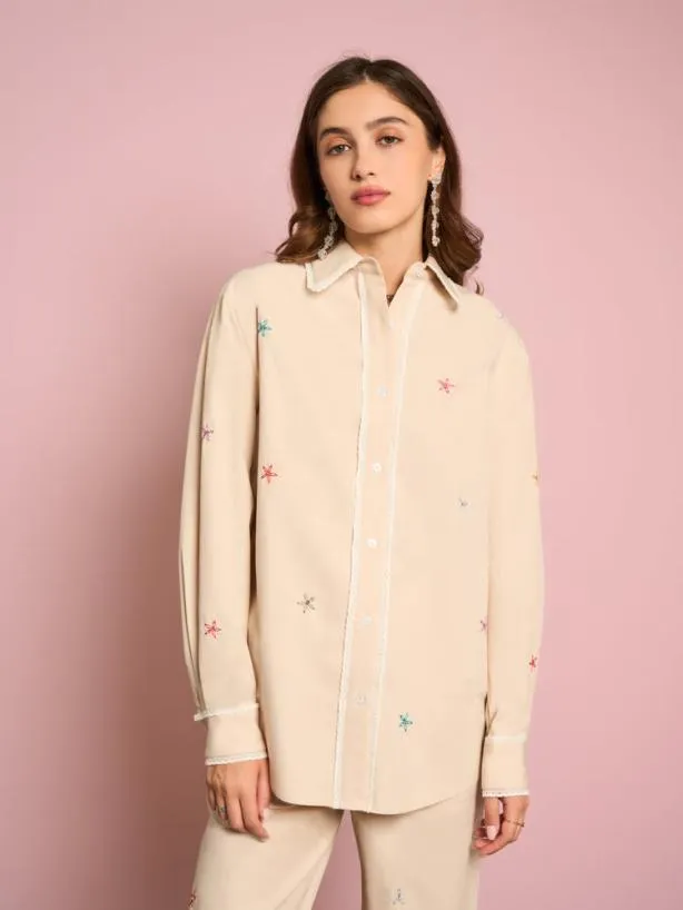 Sister Jane Tops Womenswear Primrose Embroidered Shirt Gardenia Cream