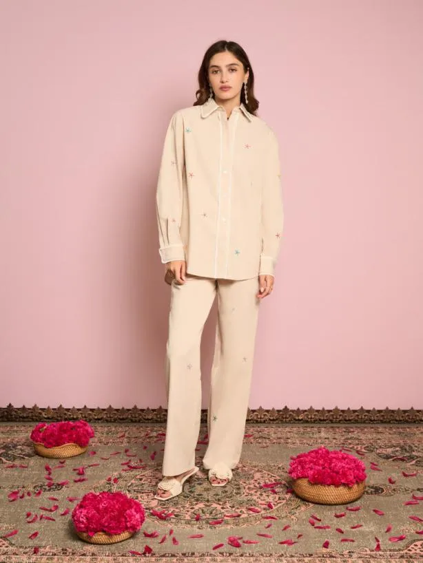 Sister Jane Tops Womenswear Primrose Embroidered Shirt Gardenia Cream