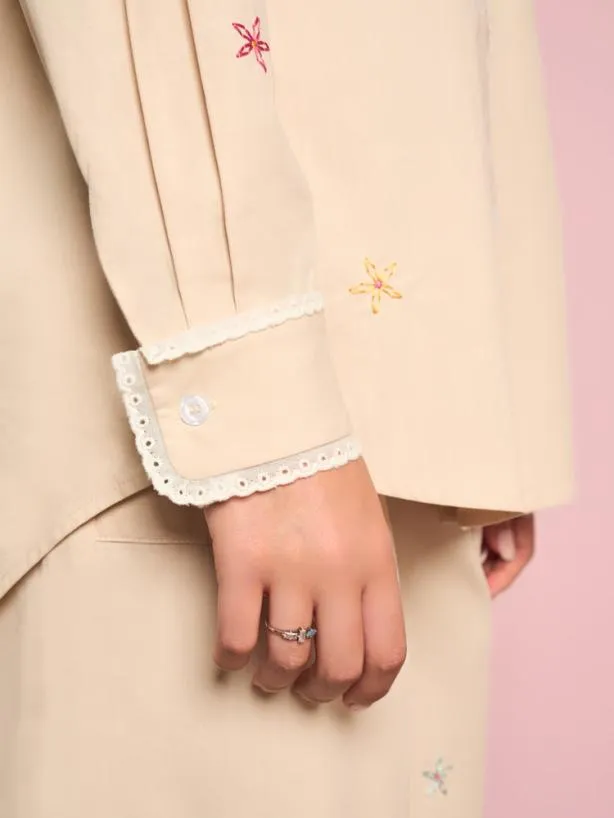 Sister Jane Tops Womenswear Primrose Embroidered Shirt Gardenia Cream