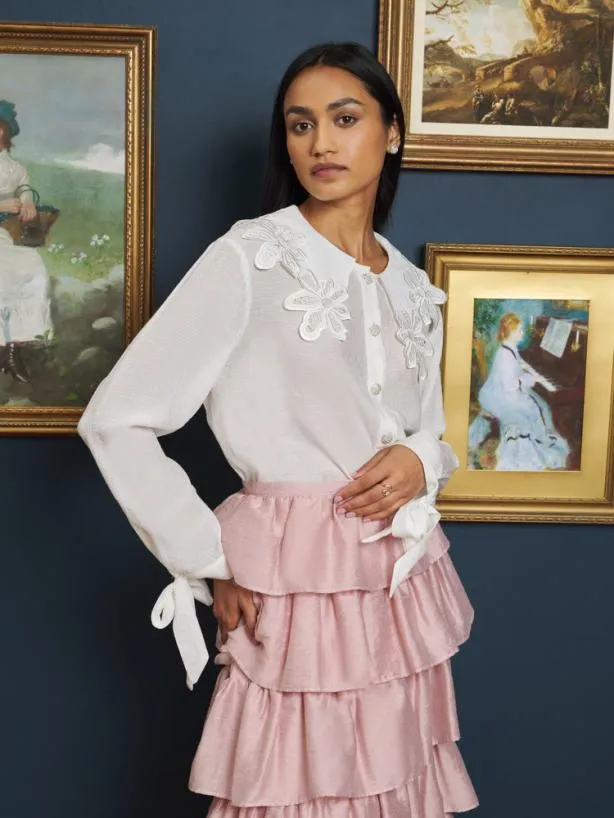 Sister Jane Tops Womenswear Victoria Textured Shirt Pearl Ivory