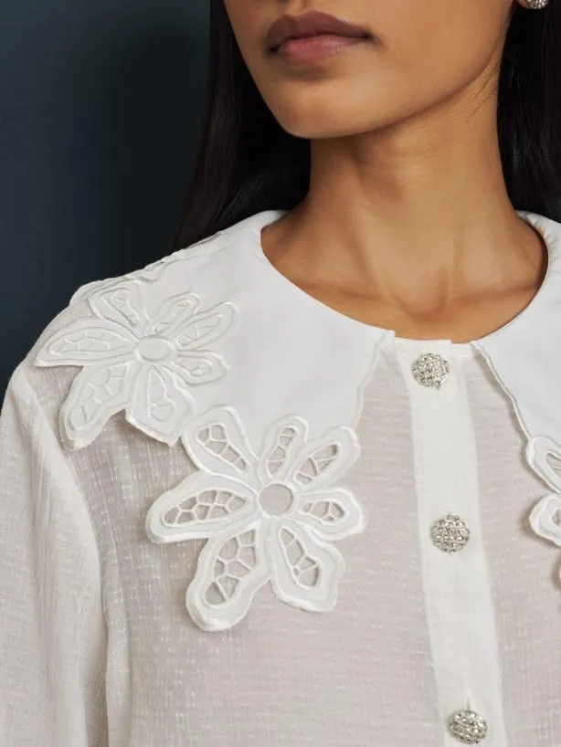 Sister Jane Tops Womenswear Victoria Textured Shirt Pearl Ivory