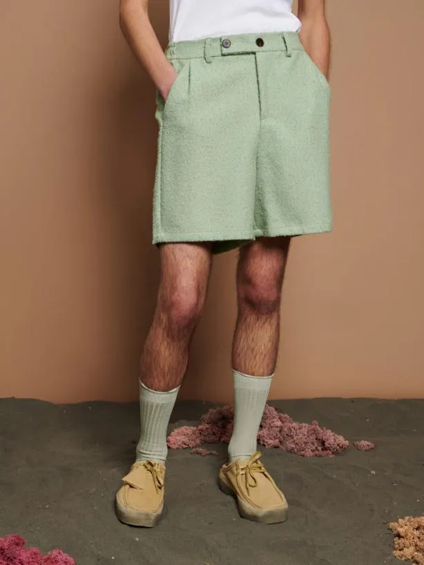 Sister Jane Trousers Menswear Miles Wool Shorts Sage Green