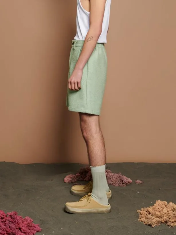 Sister Jane Trousers Menswear Miles Wool Shorts Sage Green