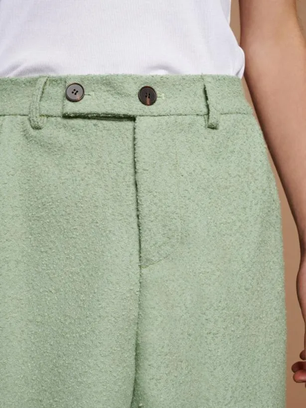 Sister Jane Trousers Menswear Miles Wool Shorts Sage Green