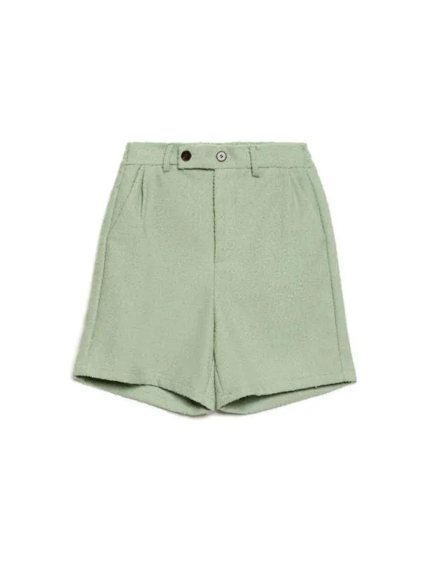 Sister Jane Trousers Menswear Miles Wool Shorts Sage Green