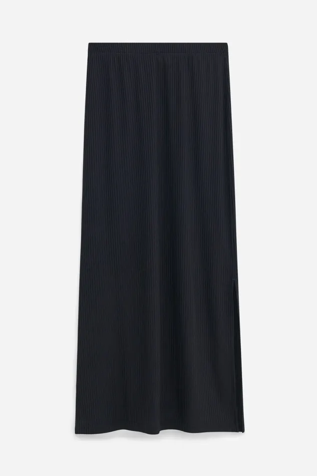 Skirts filippak Women Shiny Rib Maxi Skirt Black