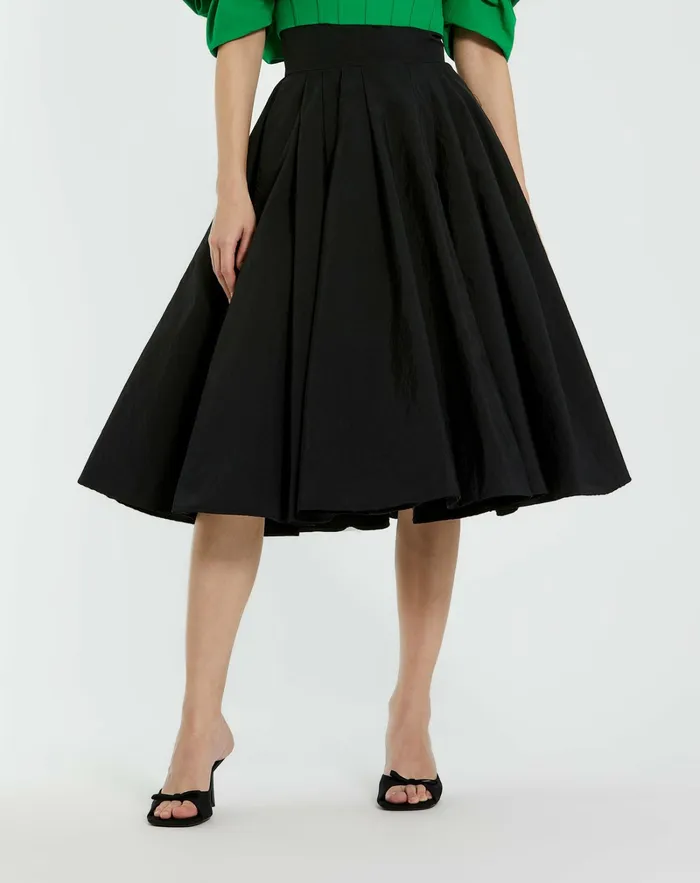 Skirts Women Mac Duggal The Bubbly Faille High Waisted Midi Full Circle Skirt Black