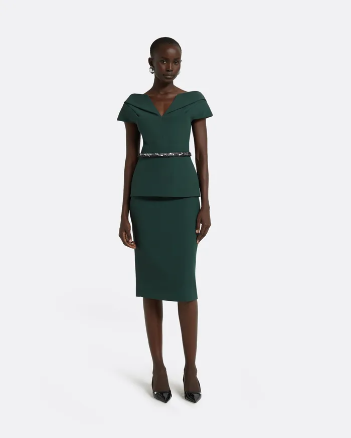 Skirts Women Safiyaa Hokoku Darkest Spruce Skirt Darkest Spruce