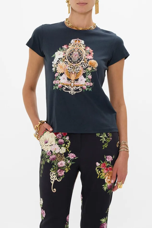 SLIM FIT ROUND NECK TSHIRT 8211 BLKMULTI ADORNED IN ALEXANDRIA Adorned In Alexandria Womens Camilla Tees