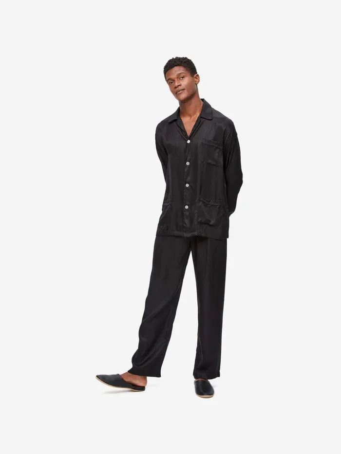 Slippers MenSlippers Derek Rose Mule Slippers Morgan Calfskin Leather Black