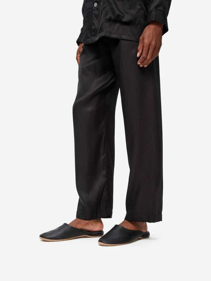Slippers MenSlippers Derek Rose Mule Slippers Morgan Calfskin Leather Black