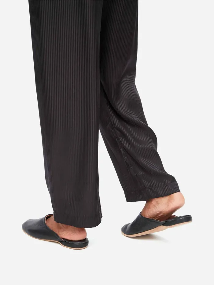 Slippers MenSlippers Derek Rose Mule Slippers Morgan Calfskin Leather Black