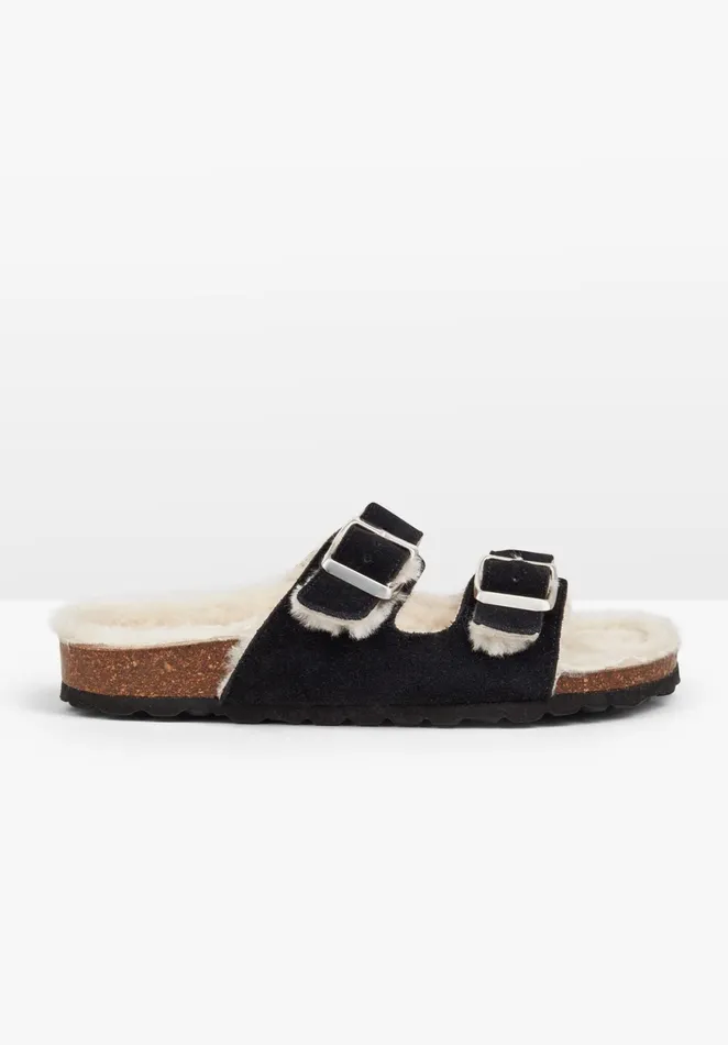 Slippers Women Hush Hetton Sheepskin Sandals Black