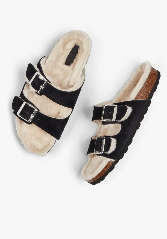 Slippers Women Hush Hetton Sheepskin Sandals Black