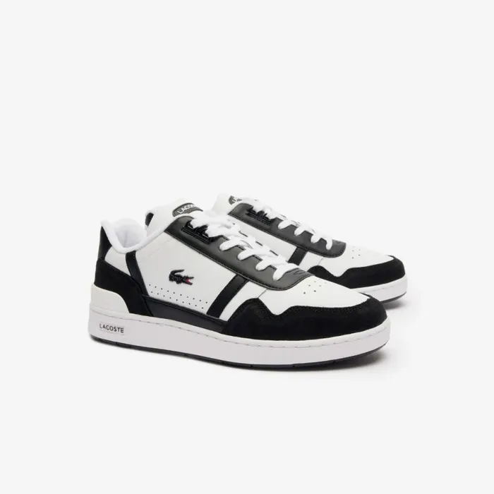 Sneakers Men Lacoste Men039s TClip Logo Leather Sneakers Whiteblack 147