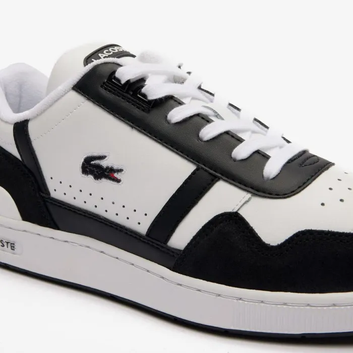 Sneakers Men Lacoste Men039s TClip Logo Leather Sneakers Whiteblack 147