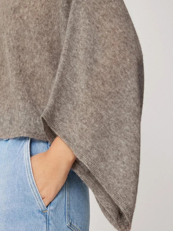 Soft Gauzy Knit Poncho Jumper Taupe Women Jigsaw Knitwear and Cashmere