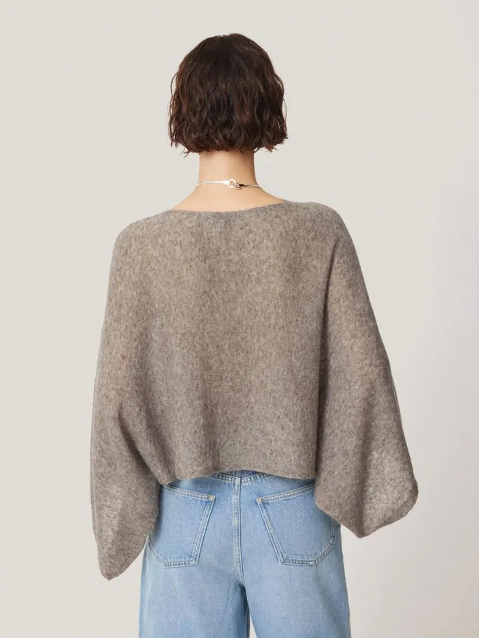 Soft Gauzy Knit Poncho Jumper Taupe Women Jigsaw Knitwear and Cashmere