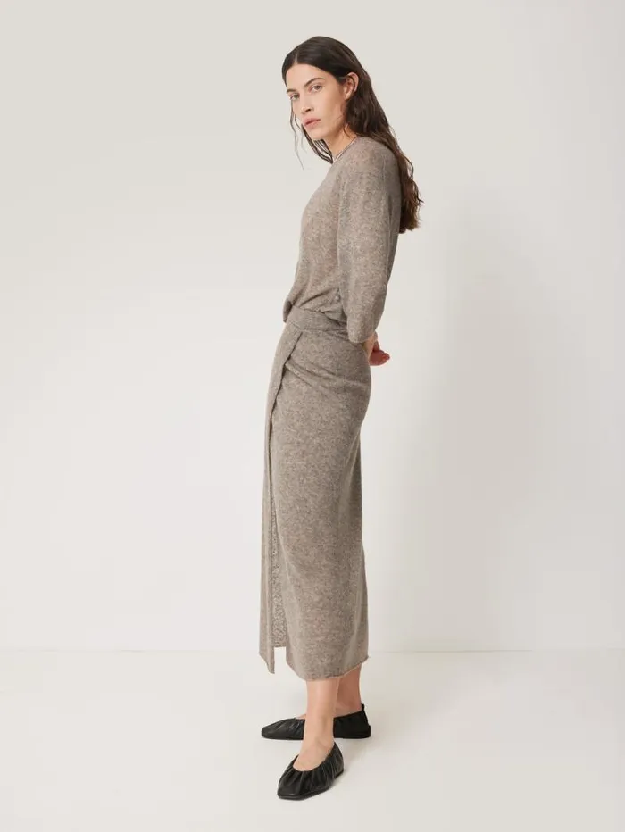 Soft Gauzy Knit Skirt Taupe Women Jigsaw Skirts