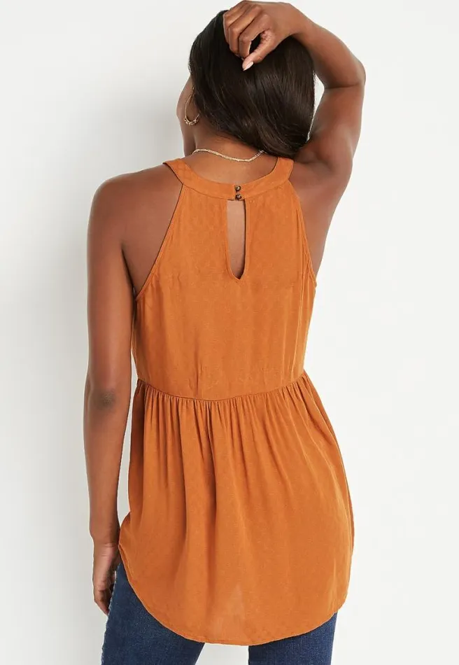 Solid Halter Neck Babydoll Tank Top Women Maurices Tops
