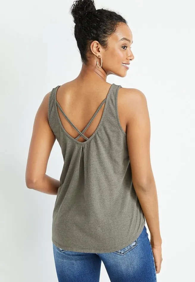 Solid Lace Neck Tank Top Women Maurices Tops
