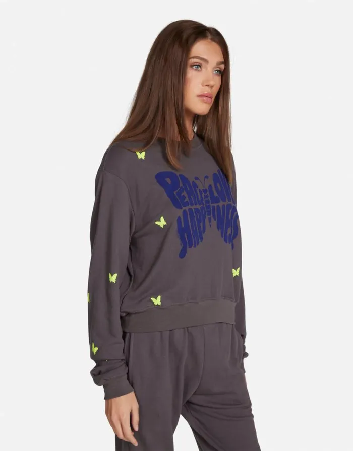 Spalding Neon Peace Love Butterflies Light Onyx Women Lauren Moshi Long Sleeve