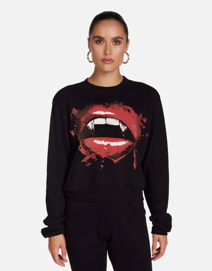Spalding X Vampire Lip Black Women Lauren Moshi Long Sleeve