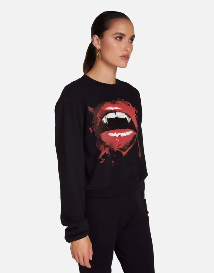 Spalding X Vampire Lip Black Women Lauren Moshi Long Sleeve