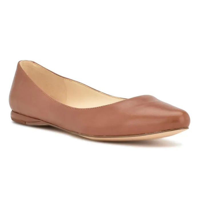 Speakup Almond Toe Flats Pecan Brown Leather Women Nine West Flats Speakup Almond Toe Flats Pecan Brown Leather Women Nine West Flats