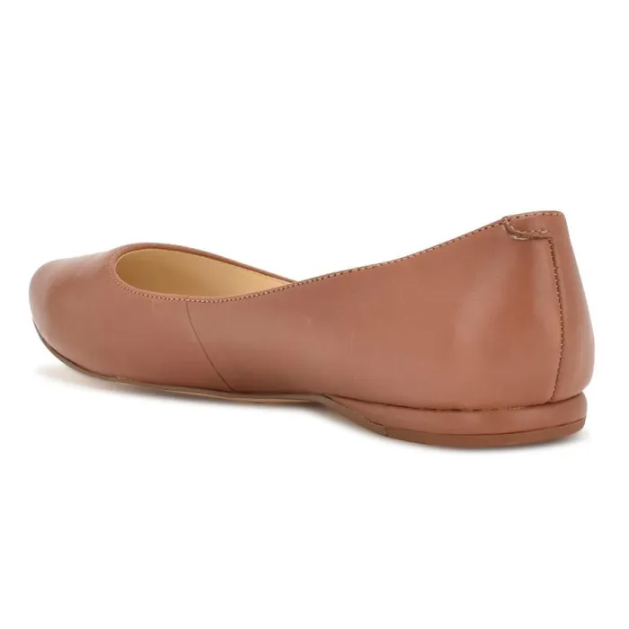 Speakup Almond Toe Flats Pecan Brown Leather Women Nine West Flats Speakup Almond Toe Flats Pecan Brown Leather Women Nine West Flats