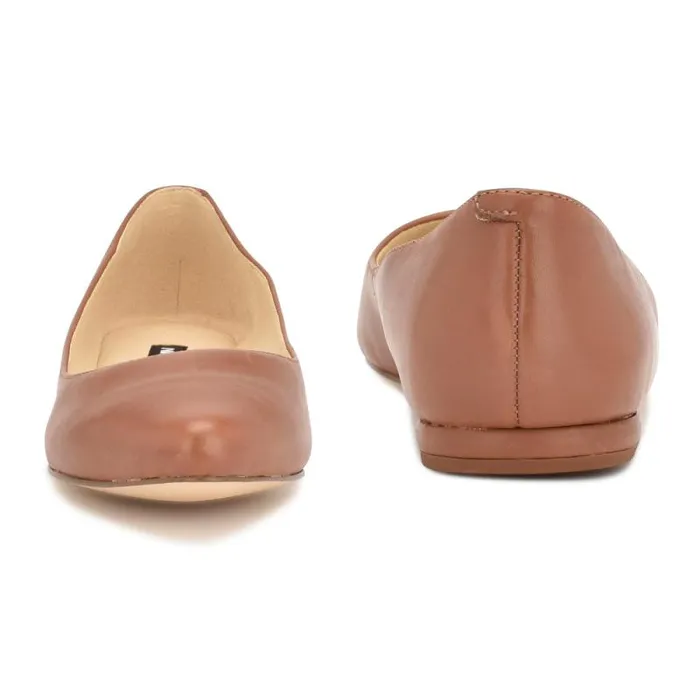 Speakup Almond Toe Flats Pecan Brown Leather Women Nine West Flats Speakup Almond Toe Flats Pecan Brown Leather Women Nine West Flats