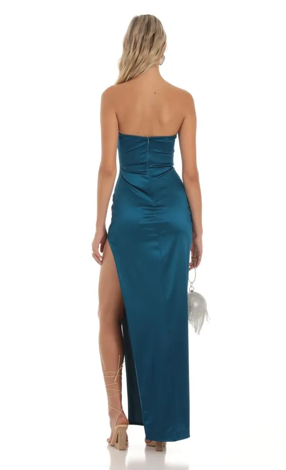 Strapless Maxi Dress Blue Women LUCY IN THE SKY Maxi Dresses