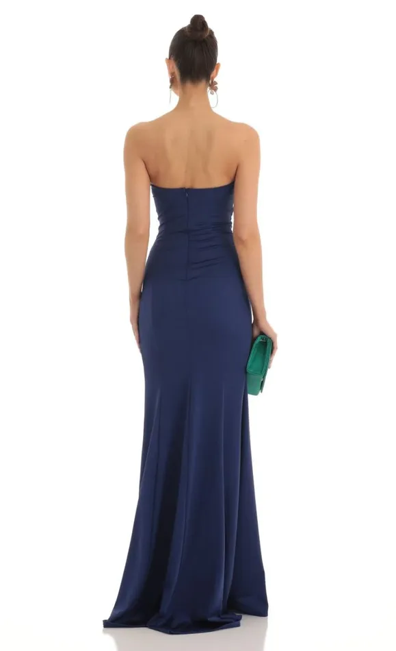 Strapless Maxi Dress Navy Women LUCY IN THE SKY Maxi Dresses Strapless Maxi Dress Navy Women LUCY IN THE SKY Maxi Dresses
