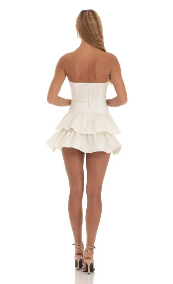 Strapless Ruffle Dress White Women LUCY IN THE SKY Mini Dresses Strapless Ruffle Dress White Women LUCY IN THE SKY Mini Dresses