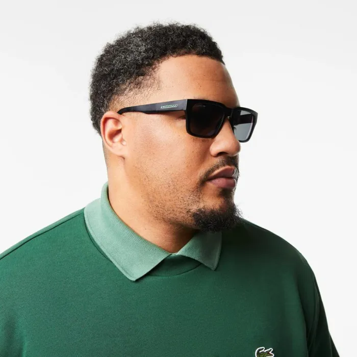 Sunglasses Men Lacoste Men039s Rectangle Active Sunglasses Blackblue 002
