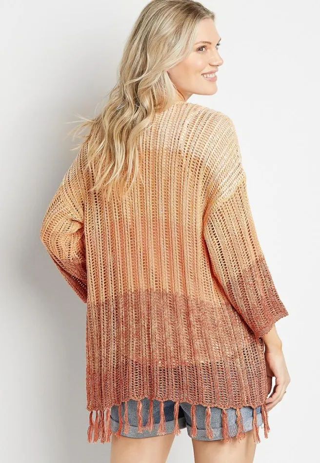 Sunset Ombre Fringe Cardigan Women Maurices Tops