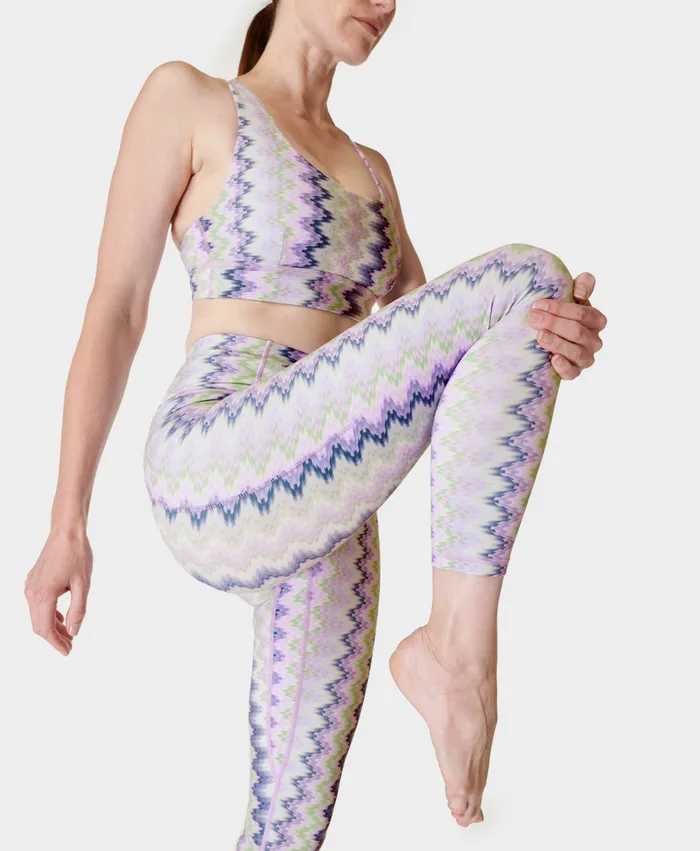 Super Soft 78 Yoga Leggings Green Chevron Print Yoga Pants Sweaty Betty Women