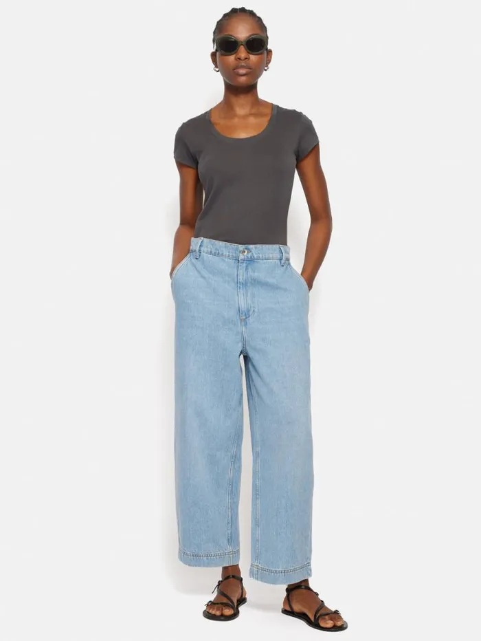 Supima Cotton Scoop Neck Tee Carbon Women Jigsaw Shirts and Tops