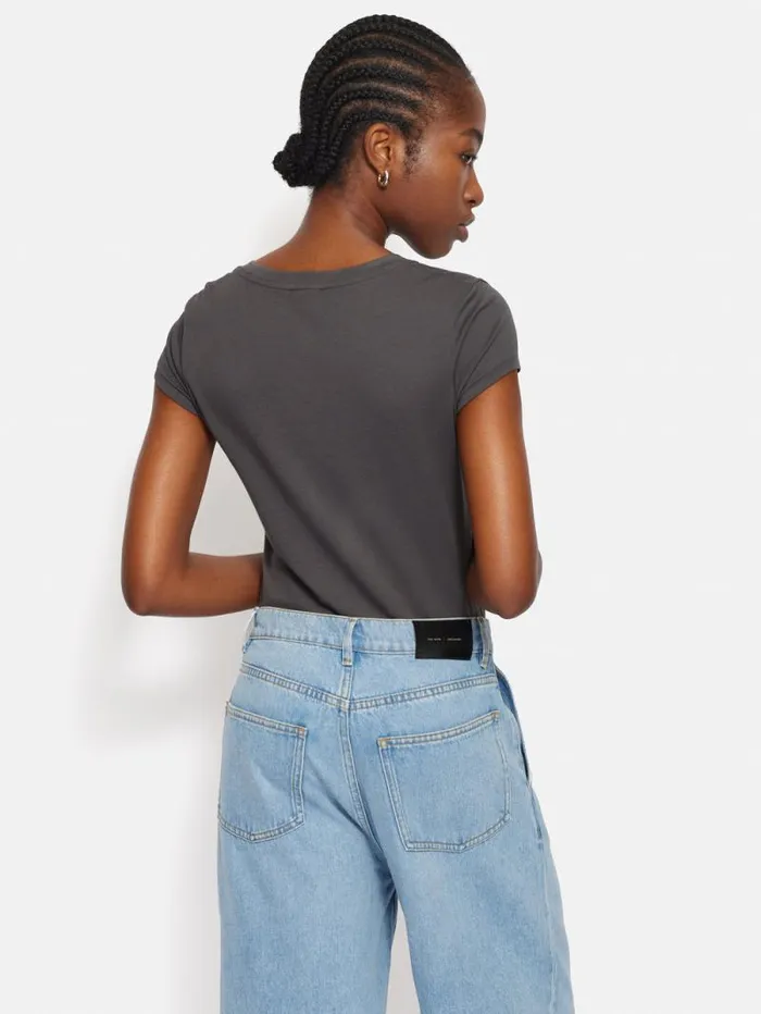 Supima Cotton Scoop Neck Tee Carbon Women Jigsaw Shirts and Tops