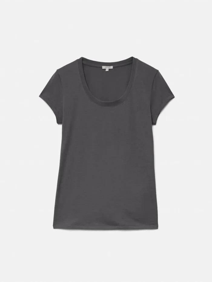 Supima Cotton Scoop Neck Tee Carbon Women Jigsaw Shirts and Tops