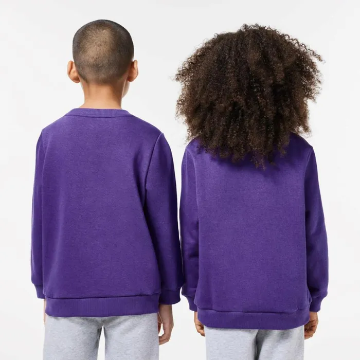 Sweaters and Sweatshirts Kids Lacoste Kids039 Contrast Signature Print Sweatshirt Acai Purple Sni