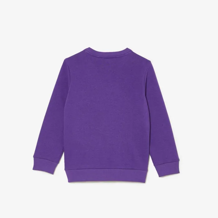 Sweaters and Sweatshirts Kids Lacoste Kids039 Contrast Signature Print Sweatshirt Acai Purple Sni