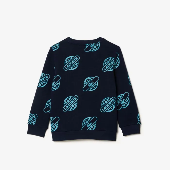Sweaters and Sweatshirts Kids Lacoste Kids039 Globe Print Sweatshirt Navy Blue Blue Ri4