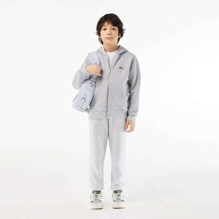 Sweaters and Sweatshirts Kids Lacoste Kids039 Kangaroo Pocket ZipUp Hoodie Grey Chine Cca