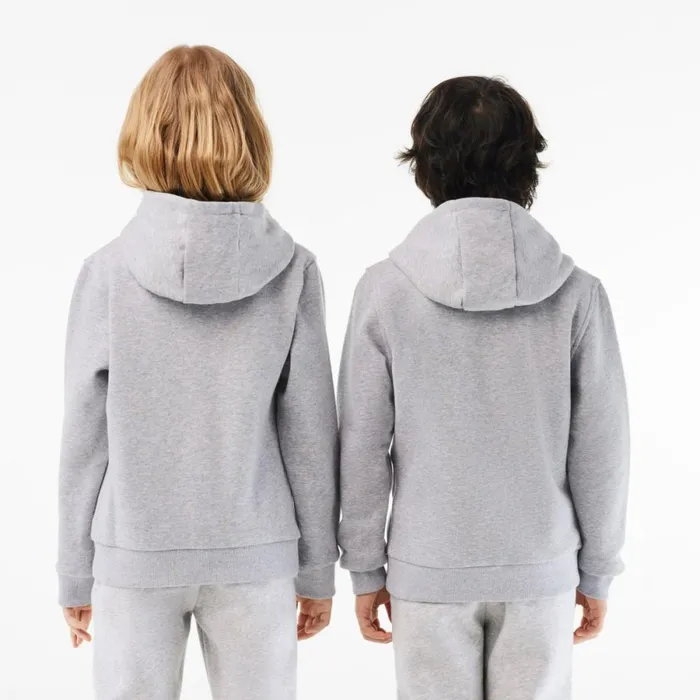 Sweaters and Sweatshirts Kids Lacoste Kids039 Kangaroo Pocket ZipUp Hoodie Grey Chine Cca