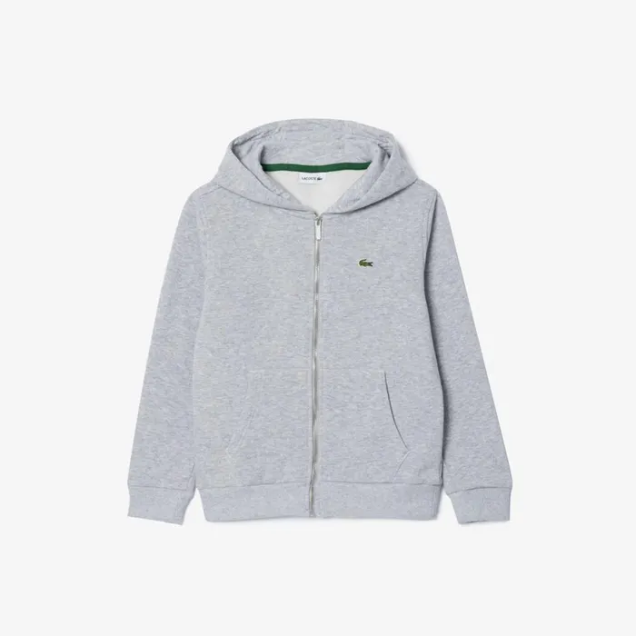 Sweaters and Sweatshirts Kids Lacoste Kids039 Kangaroo Pocket ZipUp Hoodie Grey Chine Cca