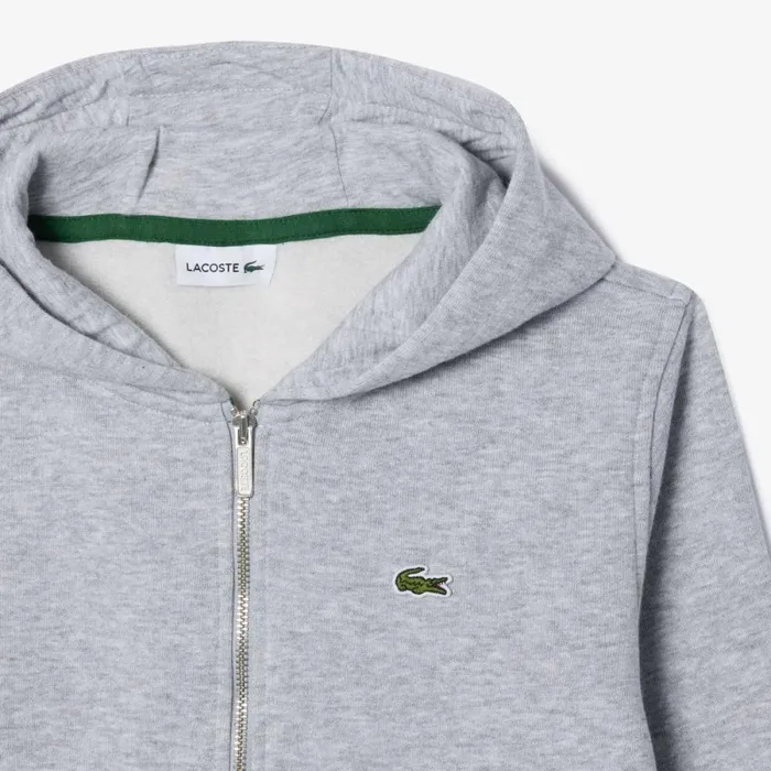 Sweaters and Sweatshirts Kids Lacoste Kids039 Kangaroo Pocket ZipUp Hoodie Grey Chine Cca