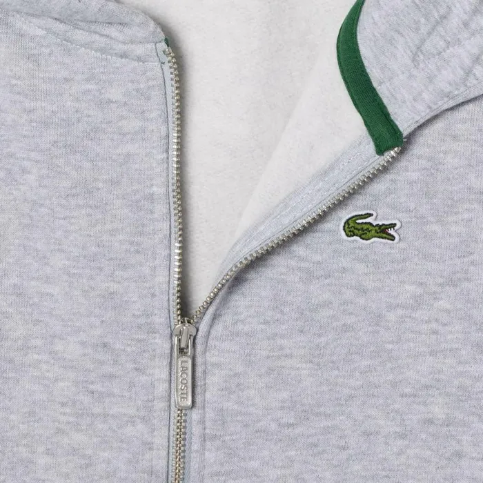 Sweaters and Sweatshirts Kids Lacoste Kids039 Kangaroo Pocket ZipUp Hoodie Grey Chine Cca