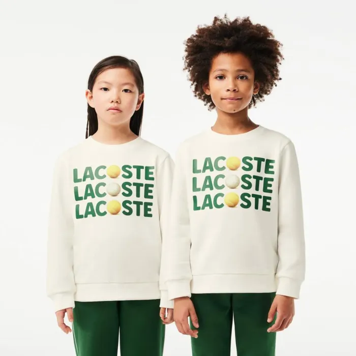 Sweaters and Sweatshirts Kids Lacoste Kids039 Printed Crew Neck Sweatshirt White 70v