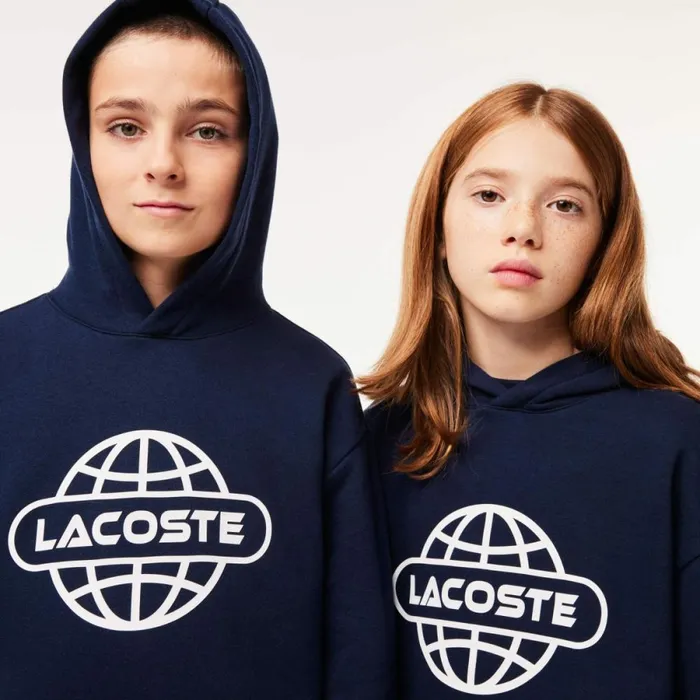 Sweaters and Sweatshirts Kids Lacoste Kids039 Printed Hoodie Navy Blue 166